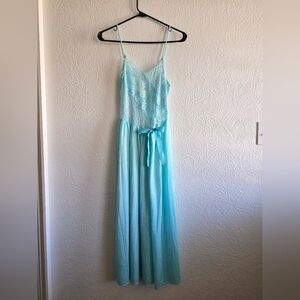 Elegant Vintage Aqua Lace Slip Dress